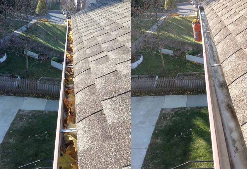 Gutter Cleaning Before and After