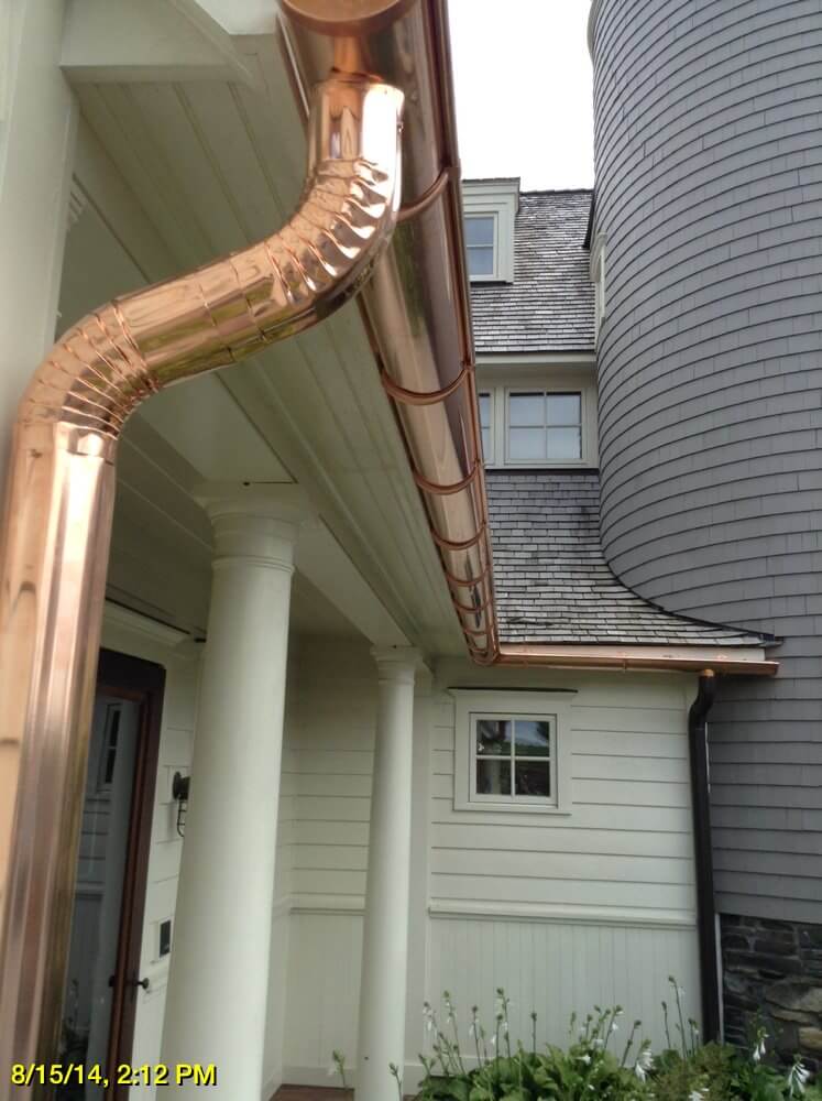 Copper gutter installation