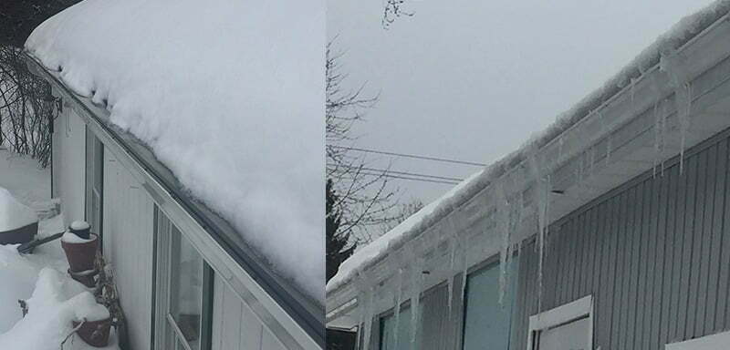 Heated gutter in storm